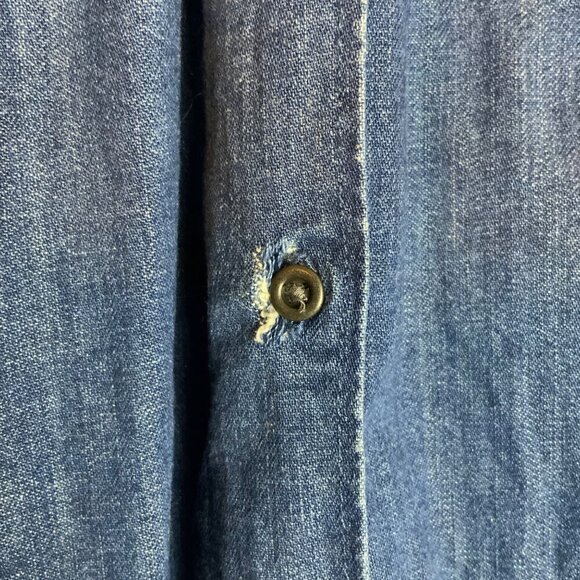 French Connection Denim Short Sleeve Button Front Dress Size 2 Babydoll A-Line - Picture 8 of 8